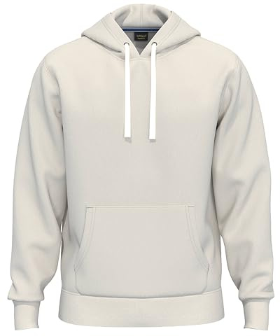 Huvtröjor för män UK premiumkvalitet | 100 % original enkla huvtröjor pullover året runt bomull fleece huva tröja, Sand, M