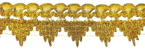 Pasamanería En Pico - Ancho 4,5Cm - Pieza 13 Metros - Encajes Y Puntillas, Tira Bordada, Puntillas Para Costura, Cinta De Puntilla Lisa - Color Oro Viejo (Oro)