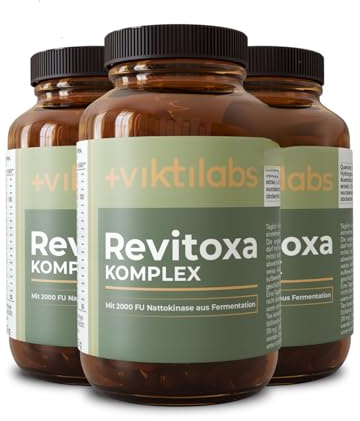 Viktilabs© Revitoxa Komplex mit Quercetin, Schwarzkümmelsamen, Acerolaextrakt, N-Acetyl-L-Cystein, Grüner Teeextrakt, Löwenzahnwurzel, Mariendistel, Selen & Nattokinase - 3x120 Kapseln