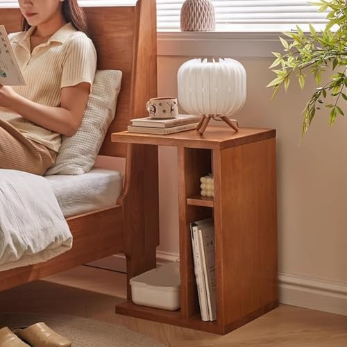 FOTOEV Beistelltisch Aus Massivholz, C-Tisch Und Couchtisch Aus Holz In Walnussfarbe – Komplettlösung for Beistelltisch, Couchtisch, Tabletttisch, Aufbewahrungsbank Und Mehr