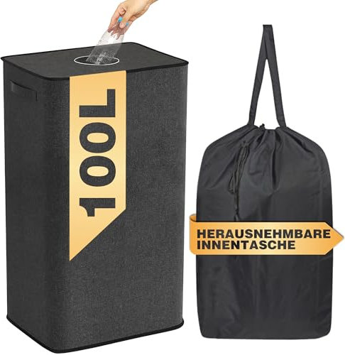 CATCHLUCK Pfandflaschen Sammelbehälter, Leergut mit Deckel Pfandflaschen Behälter Platzsparender Flaschensammler (Schwarz)