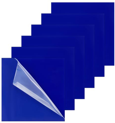 UNICRAFTALE 6 placas acrílicas de 20 cm, color azul medio, placa acrílica cuadrada, de plástico, con papel protector, placa de plexiglás fundida opaca, placa de exhibición cuadrada