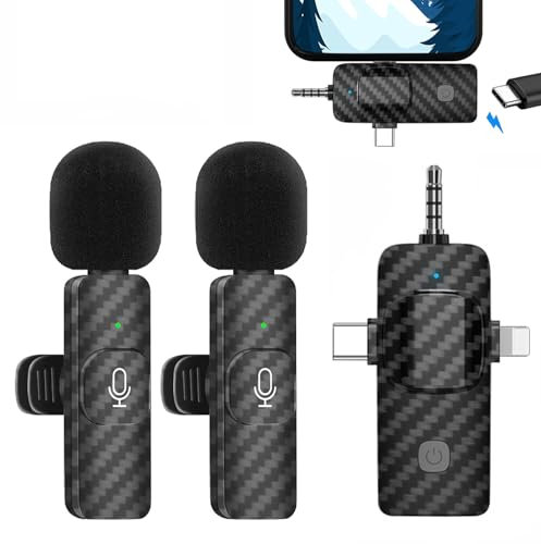 Kabelloses Lavalier-Mikrofon, Professionelles Ansteckmikrofon für iPhone/Android/Kamera, Plug & Play mit Rauschunterdrückung, USB-C, für Videoaufnahmen, Vlogs, TikTok, YouTube - 2 Mikrofone