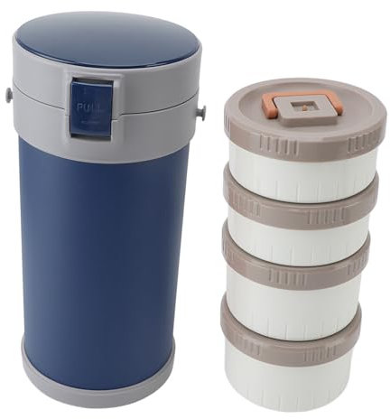 Haofy aislada apilable, térmica de Acero Inoxidable, en Capas, Apta para microondas, Caja aislada con asa de Correa, Aislado