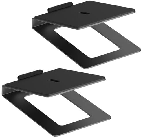 my wall Supporto per altoparlanti da tavolo – HS33-2L, 2 altoparlanti con tappetino anti-vibrazione, angolo di inclinazione di 16°, portata fino a 10 kg, supporto per scatole PC o monitor da studio