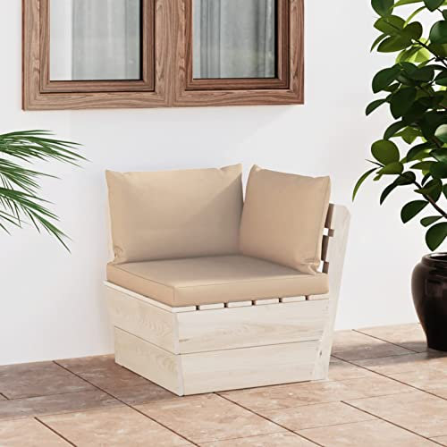 Xichuzi Garten-Paletten-Ecksofa mit Kissen, Lounge Sofa Outdoor, Garten Loungemöbel, Gartensofa, Gartencouch, Outdoor Möbel Sofa, Imprägniertes Fichtenholz