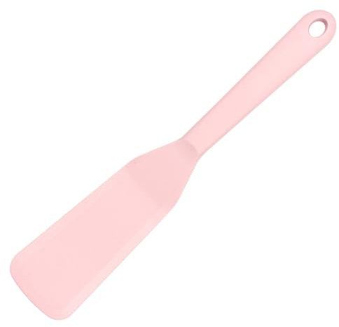Spatule en silicone pour œufs - Spatule de cuisson antiadhésive avec crochet - Résistante à la chaleur - Longue spatule pour la cuisson d'omelettes, crêpes, hamburgers, pizza, steak (rose)