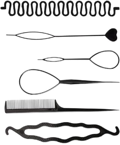 MOLIMOLI 6 teilig Haarstyling-Set, schwarz - Flechthilfe für Frauen und Mädchen, Frisurenhilfe fürs Haare Flechten und Kreativ Style