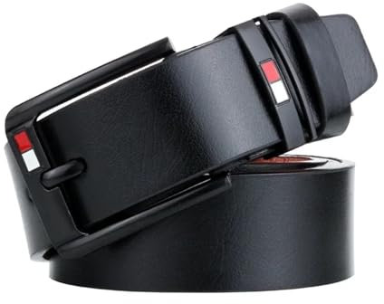 Gürtel for Männer Leder Klassische Legierung Pins Schnalle Taille Gürtel Punk for Jeans Freizeit Bund(125cm, 02-Black)