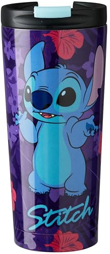 Get Trend Disney Stitch Mug Isotherme de Voyage 425 ml/15 oz, Gourde Inox Bouteille Gobelet Thermique, Tasse à Café Métal et Bouteille Sport (Multi Stitch)