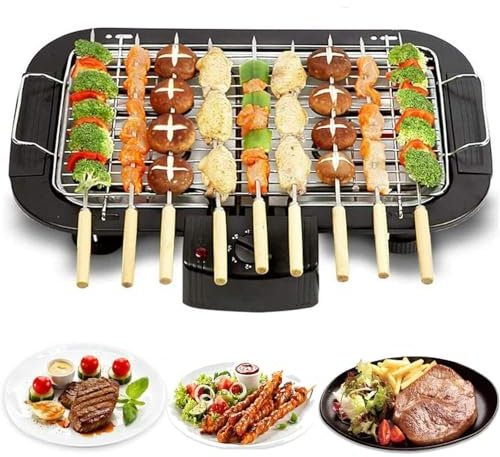 Barbecue d'intérieur électrique sans fumée, Barbecue d'intérieur sans fumée, Puissance de 2000 W, Fonctionnement Facile, Facile à Nettoyer et à Ranger ou Ventilateurs de Barbecue, cuisiniers