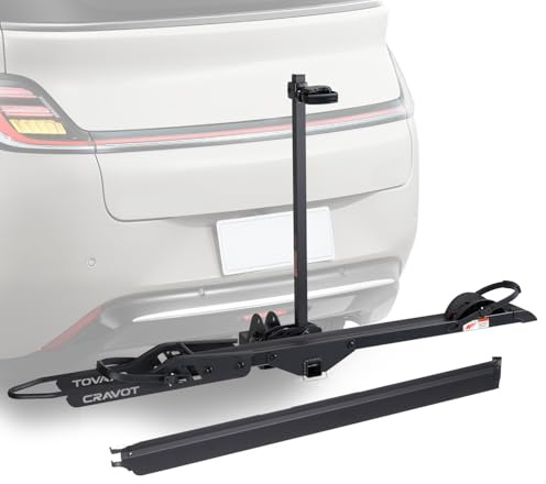 CRAVOT CyberRack E1 Ebike Rack, 100 lbs Capacity Foldable Bike Racks for Tow Hitch Heavy Electric Bike Carrier for 1 E-Bike, Up to 5-inch Fat Tire 2'' Receiver w/Lock