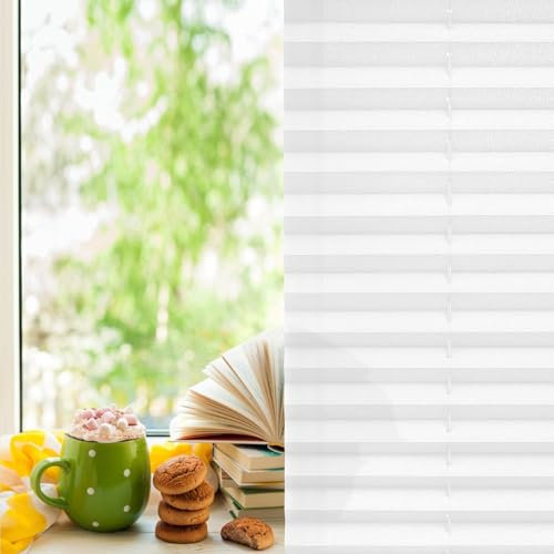 Plissee ohne Bohren Klemmfix 35x130cm(BxH) beige Jalousie Sonnenschutz Easyfix Faltrollo Lichtdurchlässig Rollo für Fenster & Tür