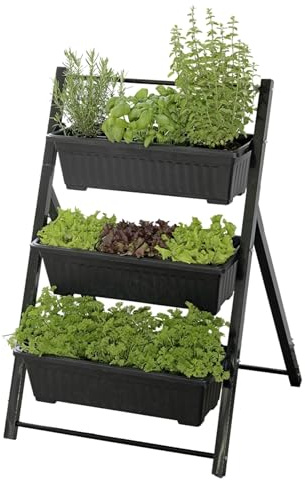 Maximex Vertikales Hochbeet 3 Etagen, Verstellbarer Neigungswinkel, 3 Pflanzkästen mit Drainagelöcher, 56,5 x 85 x 61 cm