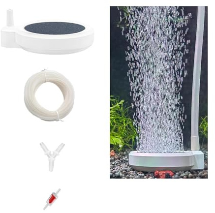 YANGWEN Aquarium Air Stone Set, 50mm Nano Bubble Diffuser with 2m Air Tube, Check Valves, Connectors - Quiet Oxygen Bubbler for Fish Tank, Hydroponics, Small to Medium Aquariums