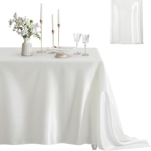 GreatRise Tovaglia in raso rettangolare, lavabile, tovaglioli da tavola, protezione anti-macchia, biancheria da tavola in raso per matrimonio, banchetto, compleanno, festa, sala da pranzo, giardino