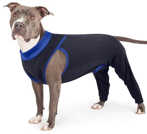 PUMYPOREITY Body per Cani, Tutina Post Operatoria Sterilizzazione Tuta Post Operatoria Cane Maschio Morbido Manica per Gambe Posteriori Protettore per Zampe(Blu Navy, L)