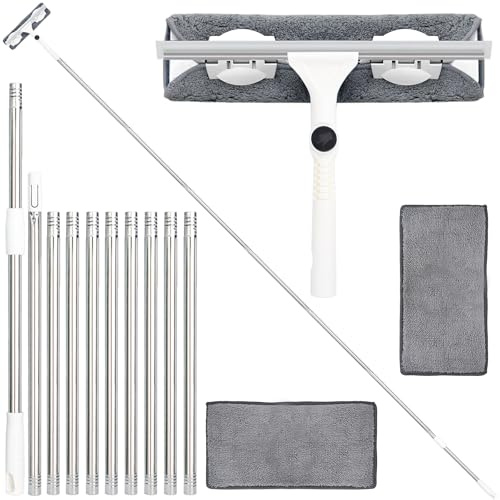 4.2M Window Squeegee Cleaner Tool Kit with Long Handle, Window Squeegee Window Cleaner Tool, 2-in-1 Squeegee for Window Cleaning, Professional Window Washing Kit Equipment for Home High Outdoor Glass