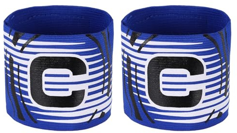 YELARXI Captain Arm Bands for Soccer, Soccer Captain C Armband 2Pcs Blue | Modern Arc Elastic Protective Arm Badge Adjustable Player Bands for Adult/Football