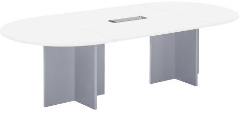 Générique Table de réunion modulable avec Extension L 260 cm Plateau Blanc piètement Croix Plein Bois Essens (Aluminium)
