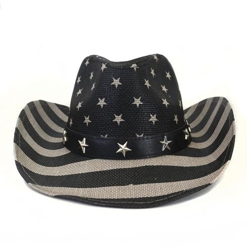 Generisch Wandtattoo Cowboy mit amerikanischer Flagge im -Stil, Western-Form, Rot, Größe Herren Stiefeletten Cowboy (Black, M)