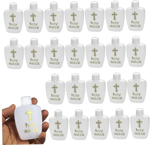 Botella de Agua Bendita, 30PCS 60ml Recipiente de Agua Bendita Recargable con Tapa de Rosca, Botellas de Plástico con Cruz Dorada para Católico, Cristiano, Halloween, Fiesta de Bautismo, Iglesia.