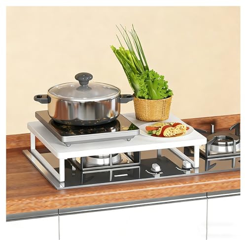 QSTGX Cubre Encimera Madera Tapa Cocina Gas 4 Fuegos Soportes Elevadores para Cocina Fácil de Limpiar Sin Instalación para Encimera, Fregadero, Autocaravana(A,30x40x8.5 cm)