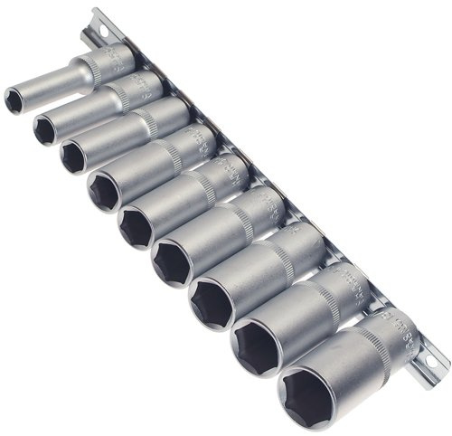 Alkan 3/8 Stecknuss Satz zöllig 9-tlg Inch SAE CV-Stahl | Zöllige SAE/INCH Steckschlüsseleinsätze aus Chrom-Vanadium-Stahl, 3/8 Antrieb für Ratsche & Werkstatt