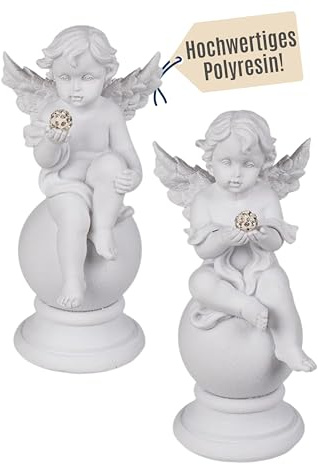 Out of the blue Sitzender Engel mit Kristalldeko - Polyresin Engelsfigur – Dekorative Engel Deko für Weihnachten, Tisch & Fensterbank – Perfekte Geschenkidee für Deine Liebsten