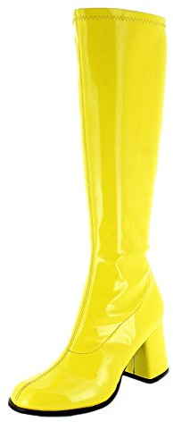 Das Kostümland Gogo Damen Retro Lackstiefel - Tolle Schuhe zur 70er 80er Jahre Disco Hippie Mottoparty - SCHMALER SCHAFT