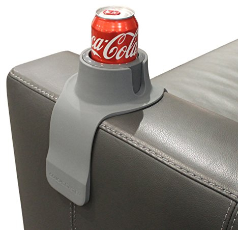 HIT PRODUCTS CouchCoaster - Original & Patented Armrest Couch Cup Holder, Steel Grey - A Weighted, Silicone, Anti Slip Coaster Stops Spills On Your Sofa, Armchair Or Recliner & Keeps Drinks in reach