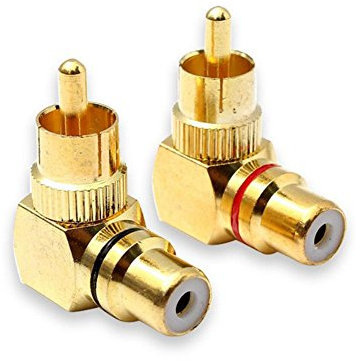 Besmelody RCA Male to Female Plug Adapters M/F Gold-Plated Connector 90 Degree Right Angle