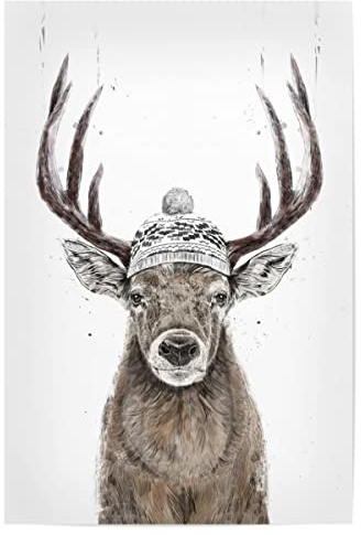 artboxONE Poster 45x30 cm Hirsch Tiere Let's go Outside hochwertiger Design Kunstdruck - Bild Deer Beanie Deer