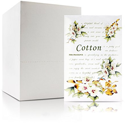 Feel Fragrance Scented Sachets for Drawer and Closet, Lot of 12 Pieces Inside. (Cotton)