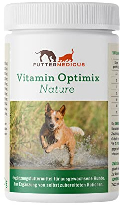 Futtermedicus Vitamin Optimix Nature | 400 g | Ergänzungsfuttermittel für ausgewachsene Hunde | liefert wichtige Mineralstoffe und Vitamine | zum BARFen und Kochen geeignet