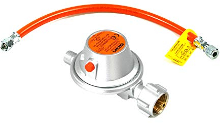 Rabenburg GOK Gasregler Caravan Fahrzeugregler 50 mbar 1,5 Kg/h mit Schlauch 8 mm