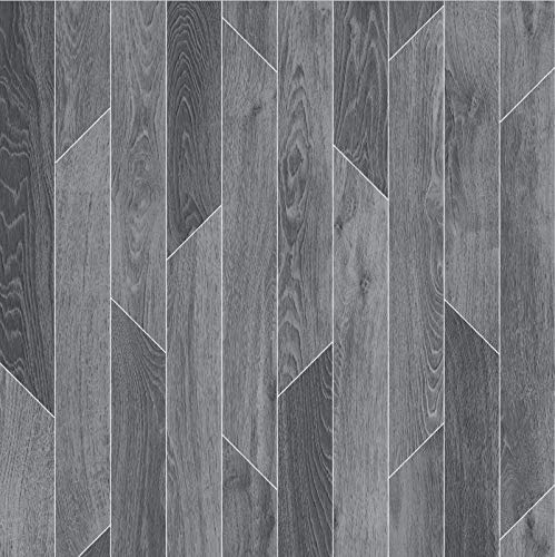 247Floors Forli Modern Wood Plank Effect Vinyl Flooring 2.3mm Realistic Foam Backed Slip Resistant Lino (5m x 3m / 16ft 4 x 9ft 10, Mid Grey Modern Plank)