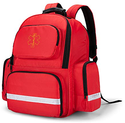 Trunab Notfallrucksack Leer Rot, Erste Hilfe Rucksack Leer für Medizinische Zubehör, Arzttasche Notfalltasche für Rettungskräfte, Sicherheitsbeauftragte - Aktualisierte Schultergurte