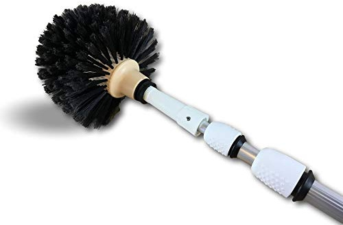 Kibros Lot 3 têtes de Loup Brosse Boule Vinyle Manche télescopique 3,80 m | Vinyle fleuré, Ø 180 mm, douille vissante, manche télescopique aluminium 3,80 m, nettoyage plafonds toiles araignée.