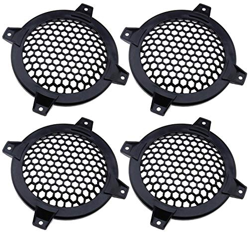 Create idea 4 Stück 4-Zoll Auto Lautsprecher Grillabdeckung Schutzhülle Kunststoffgitter Schwarz Subwoofer Netzabdeckungen