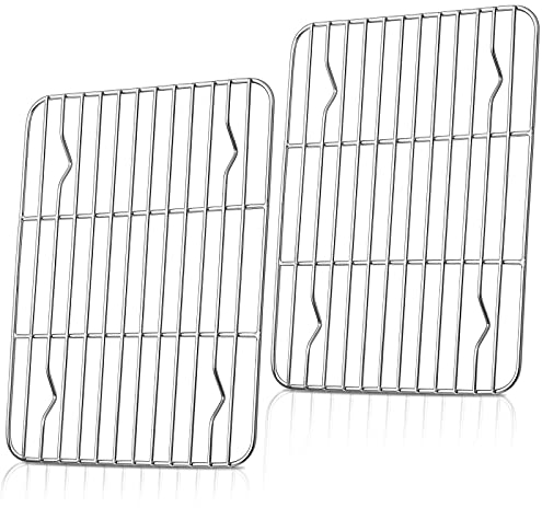 Joyfair Cooling Racks Set of 2, Stainless Steel Small Wire Rack for Roasting, Grilling, Cooking and Drying for Cake/Pizza/Meat, Fit Baking Tray& Toaster Oven, Dishwasher Safe, 22.2x15.8cm