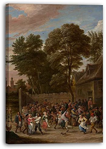Printed Paintings Leinwand (70x100cm): David Teniers der Jüngere - Bauern tanzen und Schlemmen