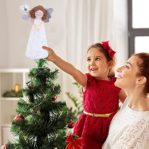Angel Tree Topper Christmas Tree Decorations, Fairy Tree Topper, White Angel Christmas Tree Topper for Home Decor Festival Party Xmas Tree Accessories