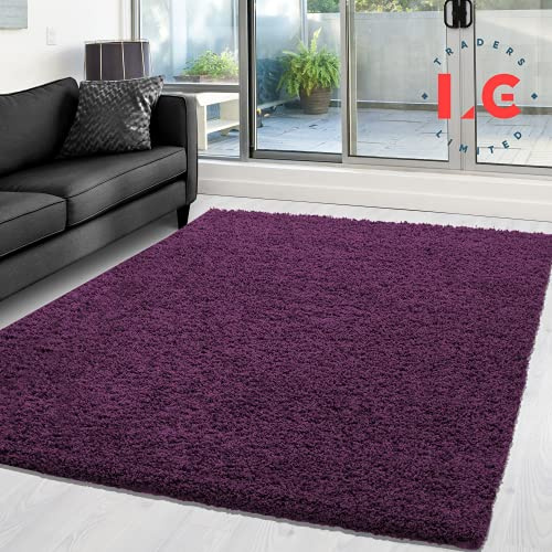 LG TRADERS LIMITED EXTRA THICK HEAVY PILE SOFT LUXURIOUS SHAGGY MODERN AREA BEDROOM HALL RUG RUNNER MAT (Purple, 120 x 170 cm)