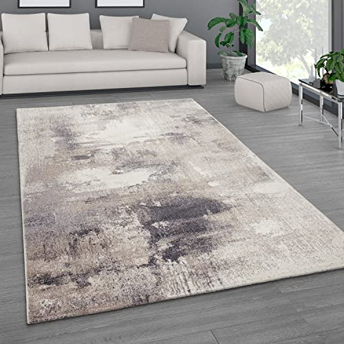 Paco Home Teppich Wohnzimmer Schlafzimmer Kurzflor Vintage Optik Bunt Modern Pastell Abstrakt, Grösse:120x170 cm, Farbe:Beige 2