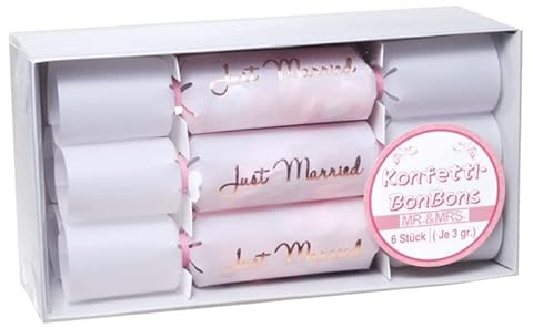 Konfetti-Bonbon zur Hochzeit Mr und Mrs Just Married 6-TLG. verpackt