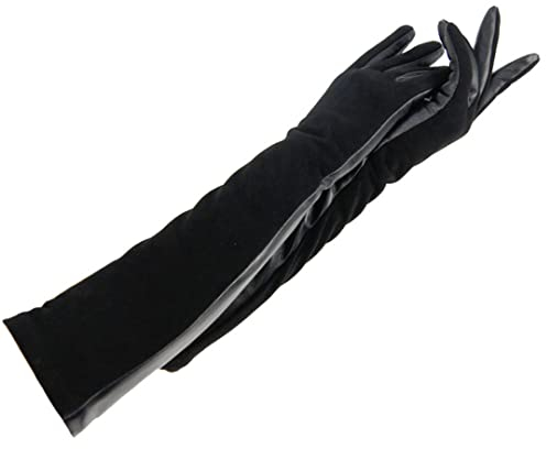 Winter Damen Mode Schaffell Leder Handschuhe Damen Echtleder Fäustlinge Frauen Wildleder Lange Handschuhe 7 1/2
