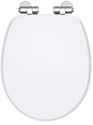 nuie LES197 Classique Traditional Bathroom Soft Close Wooden Toilet Seat, 455mm, Gloss White