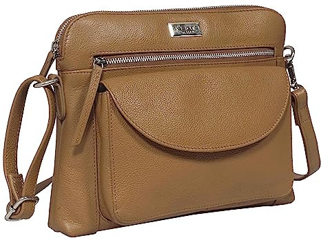 ASSOTS Damen Jean, kleine, Leder, Sling Bags Crossbody, Handtaschen & Geldbörsen, Crossover Taschen, Umhängetasche, Schultertasche für Frauen, Cognac Soft Nappa