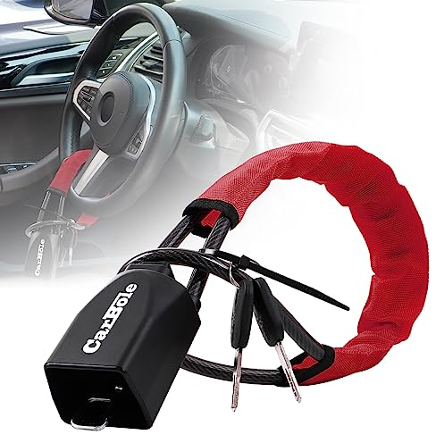 CarBole Lenkradkralle für Auto,Diebstahlsicherung mit 2 Schlüssel,Anti-Diebstahl,Lenkradschloss vom Lenkrad bis zur Gurtsteckdose,Universelle Passform für Mehrere Fahrzeugmodelle,17 Zoll